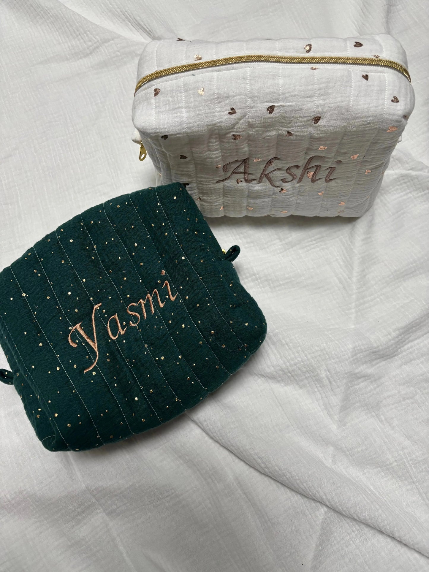 Trousse pois doré fermeture Laiton Elanila.creations