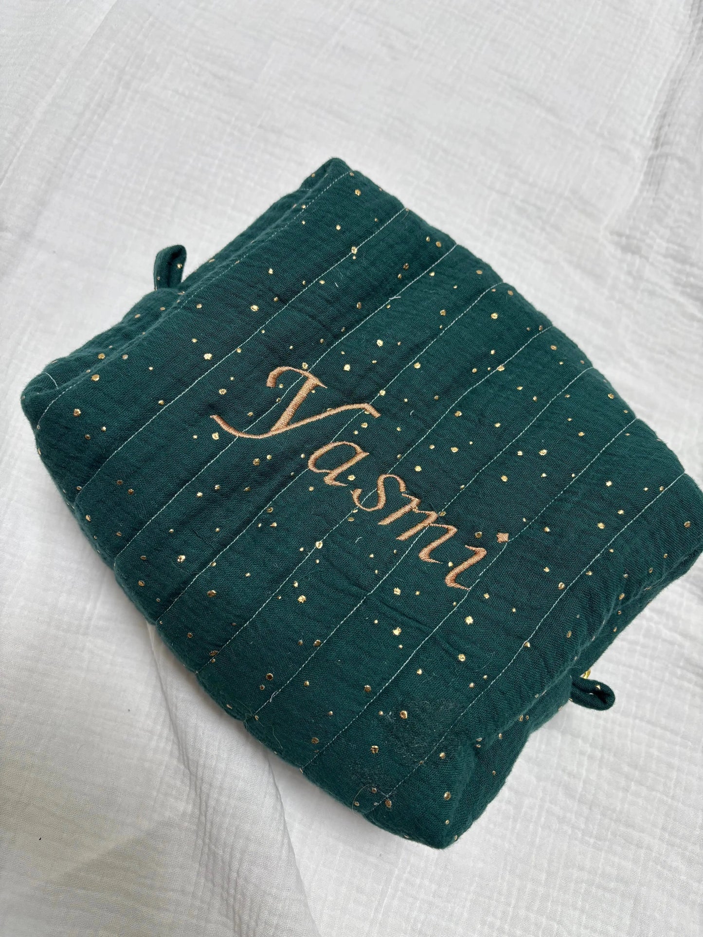 Trousse pois doré fermeture Laiton Elanila.creations