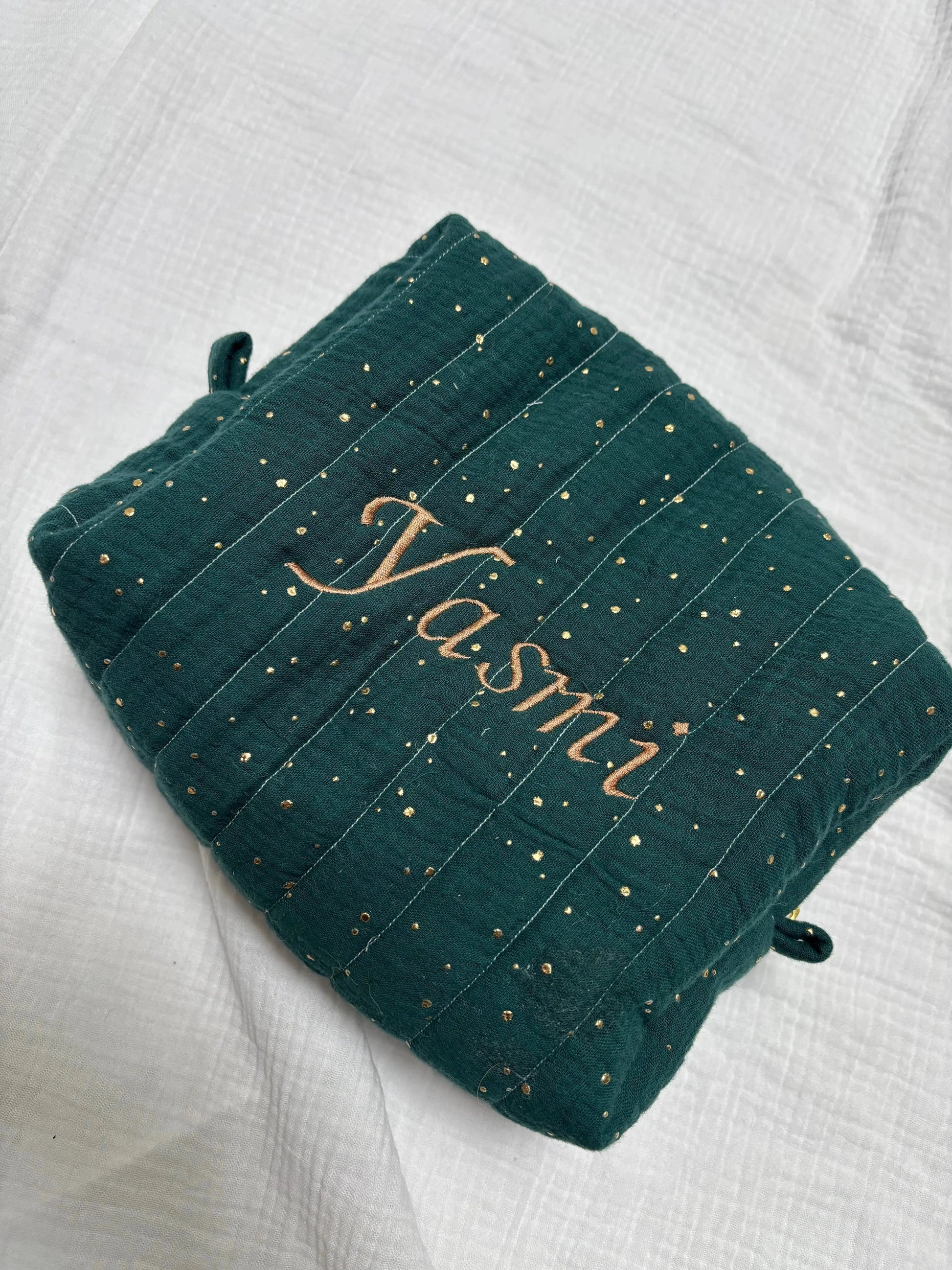 Trousse pois doré fermeture Laiton Elanila.creations