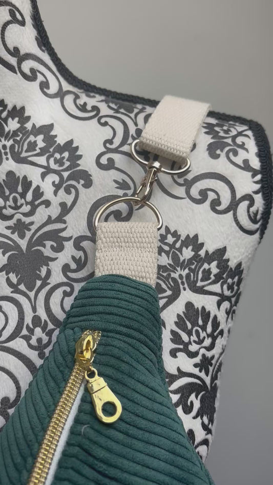 Sac banane artisanal en velours côtelés Vert